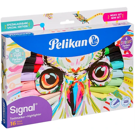 Szövegkiemelő készlet 16db-os PELIKAN Signal Owl, baglyos