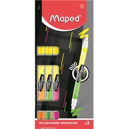 Szövegkiemelő készlet 3db-os MAPED Fluo Peps Duo 1-5 mm, kétvégű