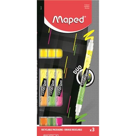 Szövegkiemelő készlet 3db-os MAPED Fluo Peps Duo 1-5 mm, kétvégű