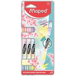 Szövegkiemelő készlet 3db-os MAPED Fluo Peps Duo 1-5 mm kétvégű, 6 különböző pasztell szín