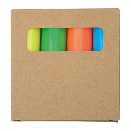 Szövegkiemelő készlet 4 db-os, 7x7cm-es natúr dobozban