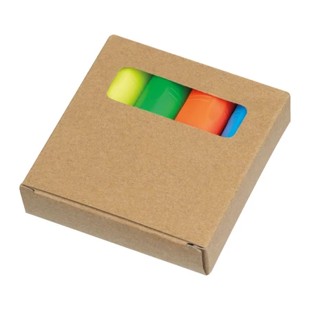 Szövegkiemelő készlet 4 db-os, 7x7cm-es natúr dobozban