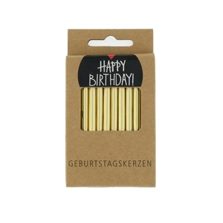 Szülinapi gyertya metál paraffin 6 cm arany 24db/csomag