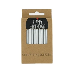 Szülinapi gyertya metál paraffin 6cm ezüst 24db/csomag