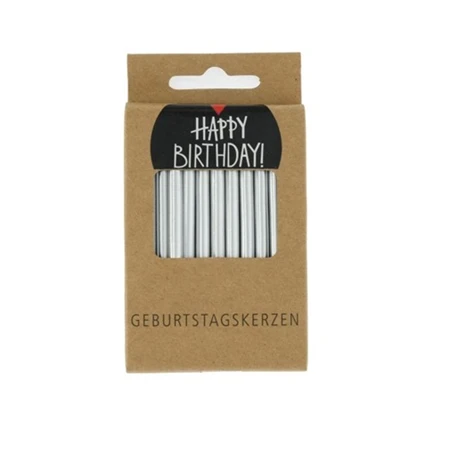 Szülinapi gyertya metál paraffin 6cm ezüst 24db/csomag