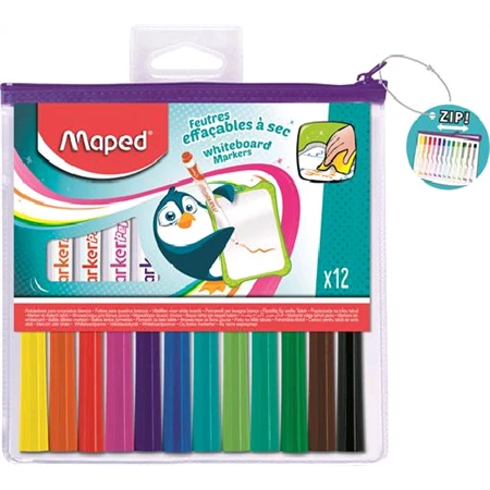 Táblafilc készlet 12db-os MAPED Marker`Peps 1,5 mm, kimosható, fehértáblához