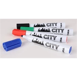 Táblamarker készlet, 1-3 mm, kúpos, VICTORIA VISUAL City, 4 különböző szín