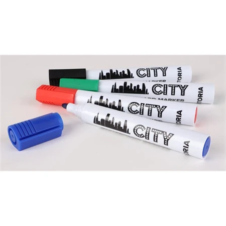 Táblamarker készlet, 1-3 mm, kúpos, VICTORIA VISUAL City, 4 különböző szín