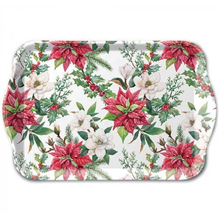 Tálca műanyag AMBIENTE Christmas florals, Karácsonyi virágok 13x21cm