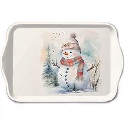 Tálca műanyag AMBIENTE Snowman in nature 13x21cm