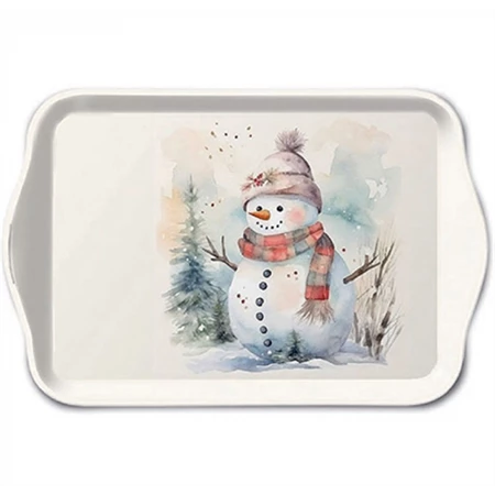 Tálca műanyag AMBIENTE Snowman in nature 13x21cm
