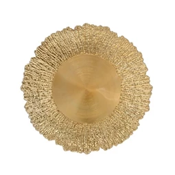 Tányér kerek mintás, műanyag, 33x33x2 cm, arany