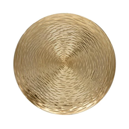 Tányér kerek mintás, műanyag, 33x33x2 cm, arany
