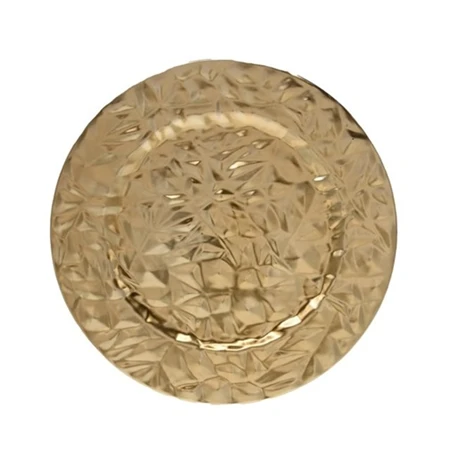 Tányér kerek mintás, műanyag, 33x33x2cm, arany