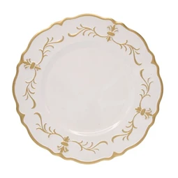 Tányér kerek mintás, műanyag, 33x33x2cm fehér/arany