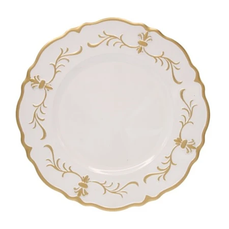 Tányér kerek mintás, műanyag, 33x33x2cm fehér/arany