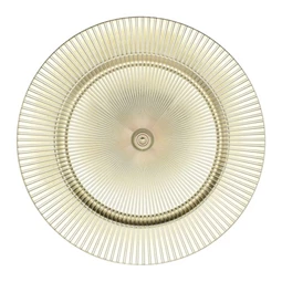 Tányér műanyag kerek teli mintás, csíkos, műanyag, 33x33x2 cm, arany