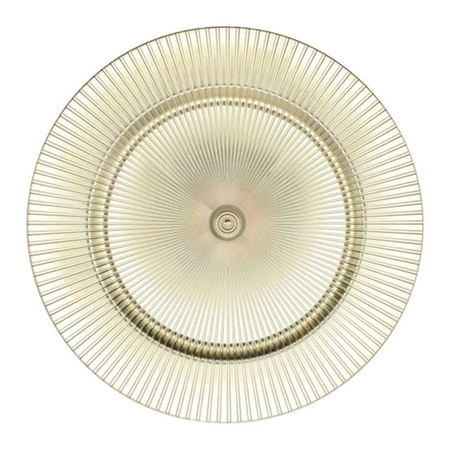 Tányér műanyag kerek teli mintás, csíkos, műanyag, 33x33x2 cm, arany