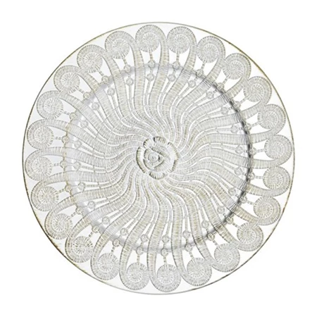 Tányér műanyag kerek teli mintás, vintage, műanyag, 33x33x2 cm, ezüst
