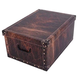 Tárolódoboz 51x37x24cm Miss Space MAXI, láda bőrmintás barna