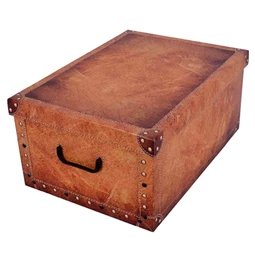 Tárolódoboz 51x37x24cm Miss Space MAXI, láda bőrmintás krém