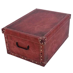 Tárolódoboz 51x37x24cm Miss Space MAXI, láda bőrmintás vörös