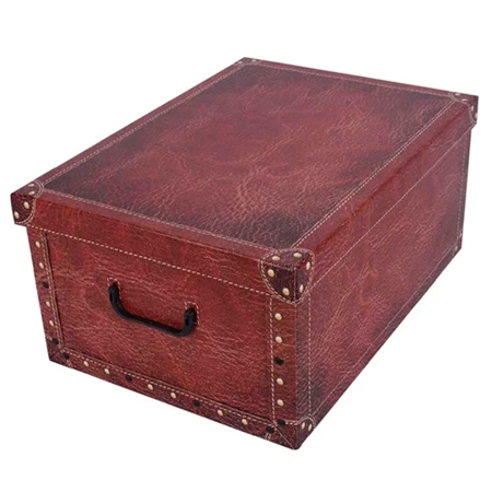 Tárolódoboz 51x37x24cm Miss Space MAXI, láda bőrmintás vörös