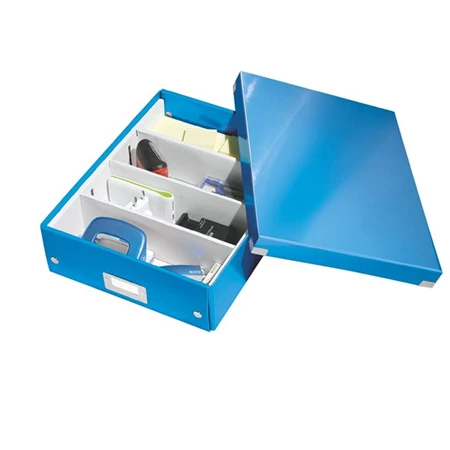 Tárolódoboz LEITZ Click&Store rendszerező, laminált karton, M méret, kék