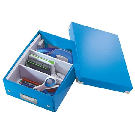 Tárolódoboz LEITZ Click&Store rendszerező, laminált karton, M méret, kék