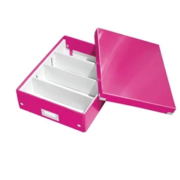 Tárolódoboz LEITZ Click&Store rendszerező, laminált karton, M méret, rózsaszín