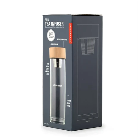 Teásüveg szűrővel, bambusz tetővel