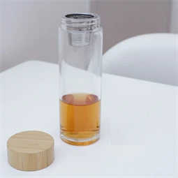 Teásüveg szűrővel, bambusz tetővel