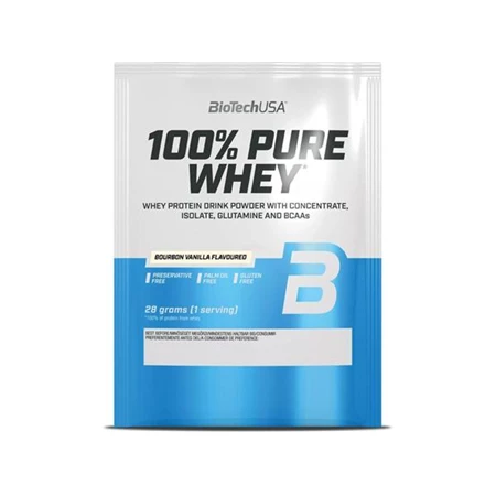 Tejsavó fehérjepor, 28g, BIOTECH USA  100% Pure Whey , bourbon vanília
