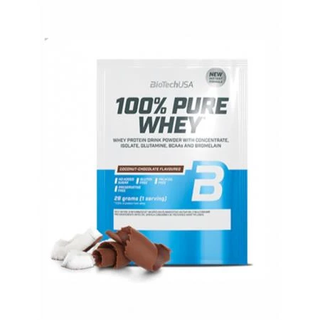 Tejsavó fehérjepor, 28g, BIOTECH USA  100% Pure Whey  kókusz-csokoládé