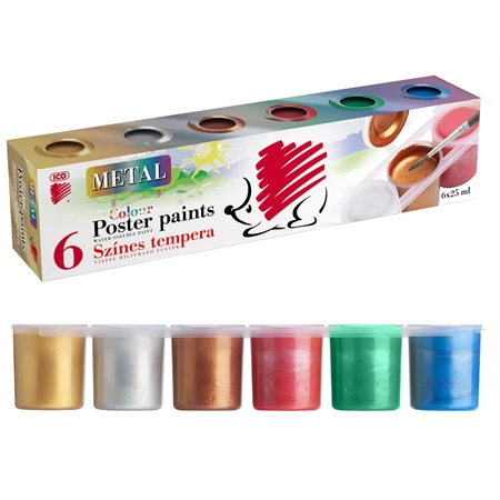 Tempera  6db-os ICO Süni tégelyes 25ml/tégely metál színek