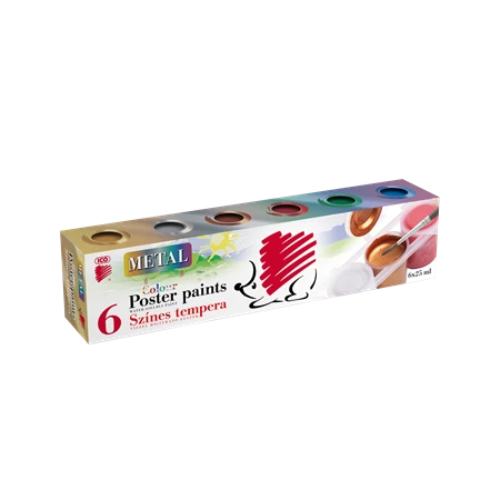 Tempera  6db-os ICO Süni tégelyes 25ml/tégely metál színek