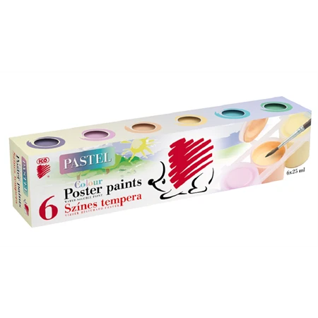 Tempera  6db-os ICO Süni tégelyes 25ml/tégely pasztell színek
