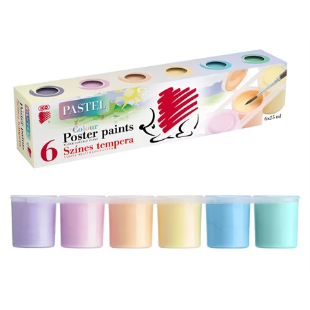 Tempera  6db-os ICO Süni tégelyes 25ml/tégely pasztell színek
