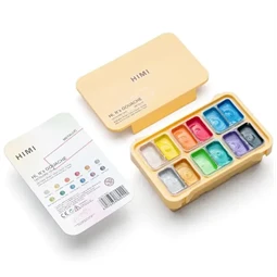 Tempera gouache 12db-os HIMI Twin Cup 12x12g yellow case
