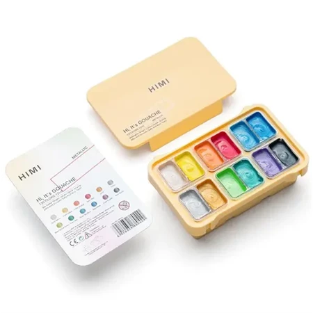 Tempera gouache 12db-os HIMI Twin Cup 12x12g yellow case