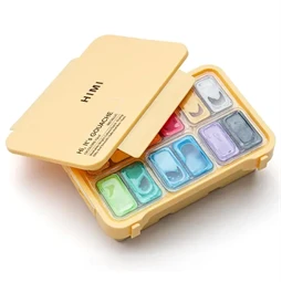 Tempera gouache 12db-os HIMI Twin Cup 12x12g yellow case