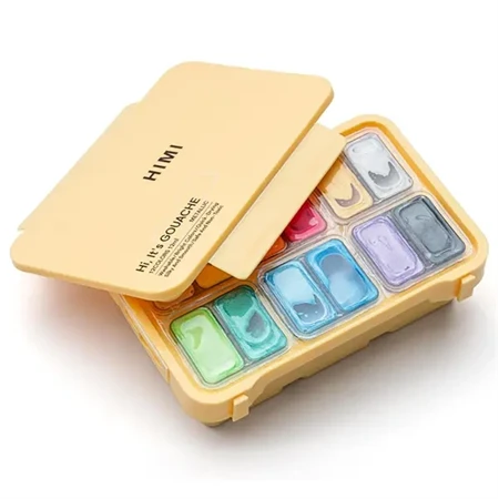 Tempera gouache 12db-os HIMI Twin Cup 12x12g yellow case