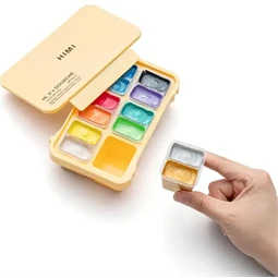 Tempera gouache 12db-os HIMI Twin Cup 12x12g yellow case
