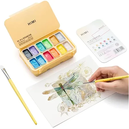 Tempera gouache 12db-os HIMI Twin Cup 12x12g yellow case