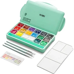 Tempera gouache 18db-os HIMI Jelly Cup 15x30g+3ecset green case