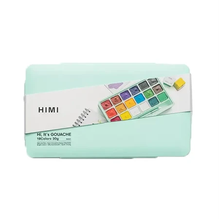 Tempera gouache 18db-os HIMI Jelly Cup 15x30g+3ecset green case