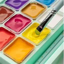 Tempera gouache 18db-os HIMI Jelly Cup 15x30g+3ecset green case