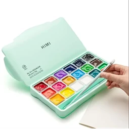 Tempera gouache 18db-os HIMI Jelly Cup 15x30g+3ecset green case