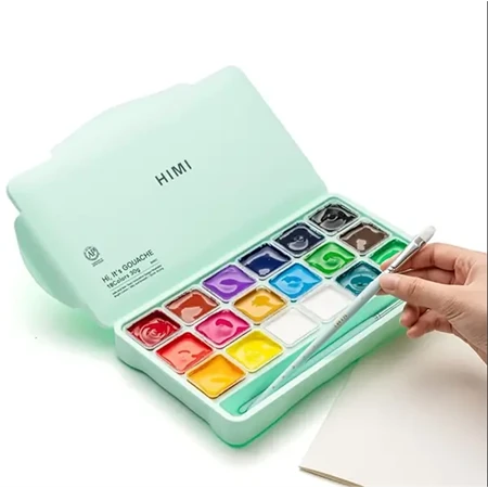 Tempera gouache 18db-os HIMI Jelly Cup 15x30g+3ecset green case