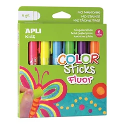 Tempera 6db-os APLI toll alakú tempera kréta, APLI FLUOR Kids, 6 különböző fluoreszkáló szín